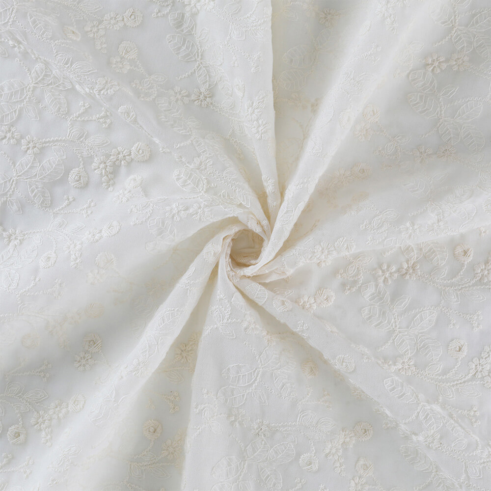 All-Over Cotton Thread Polyester Embroidered Fabric for Women's Wear W 6